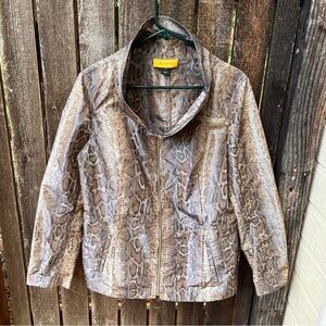 ST. JOHN Yellow Label Snakeskin Leopard Print Rain Jacket in Sz L